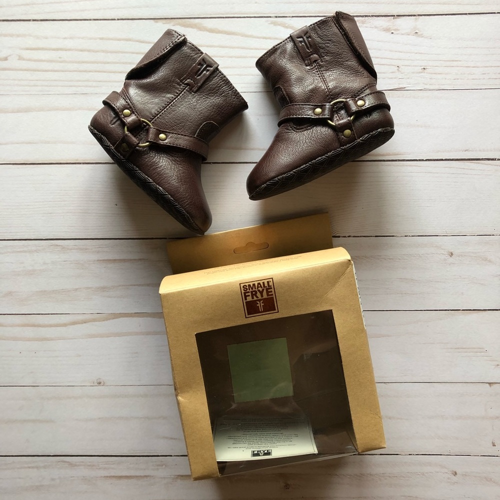 Frye Boots Baby Girl Dark Brown Harness Booties